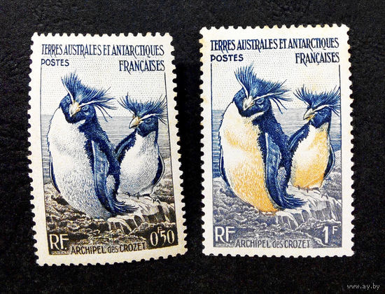 ТААФ Французские территории 1956 г. Пингвины. Антарктическая Фауна,  2 марки. Чистые #0072-Ч1P9