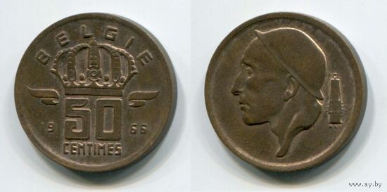 Бельгия. 50 сантимов (1966, BELGIE, XF)