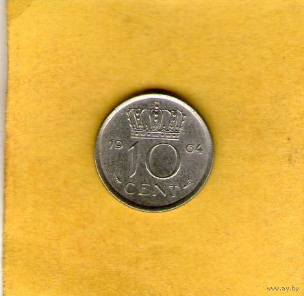 Нидерланды 10 центов 1964г.