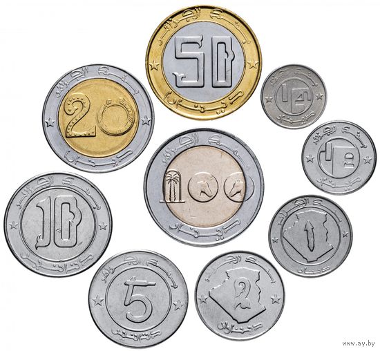 Алжир НАБОР 9 монет 1992-2019 UNC