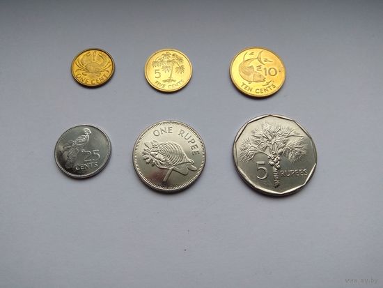 Сейшельские острова. 1-5-10-25 центов - 1-5 рупий. 2004-2010 год. 6 монет