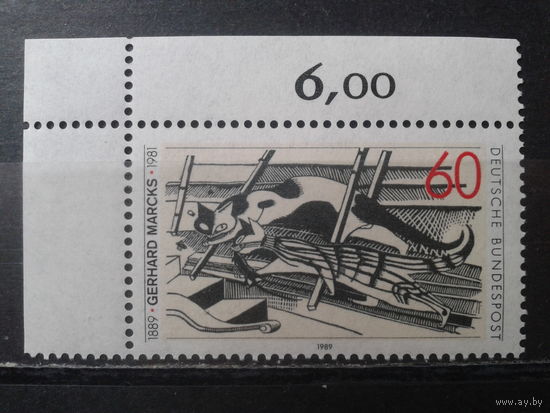 ФРГ 1989, Кошка на чердаке, гравюра**, Михель 1,3 евро