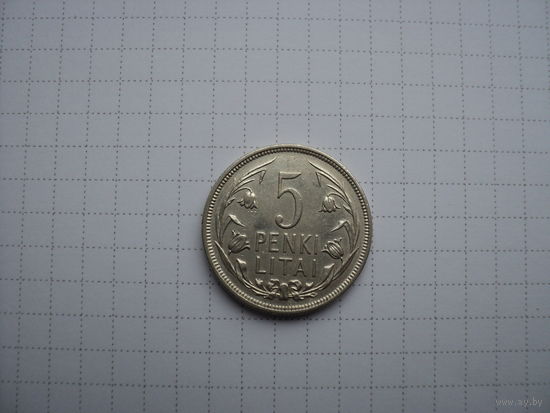 Литва 5 лит (литов) 1925, серебро