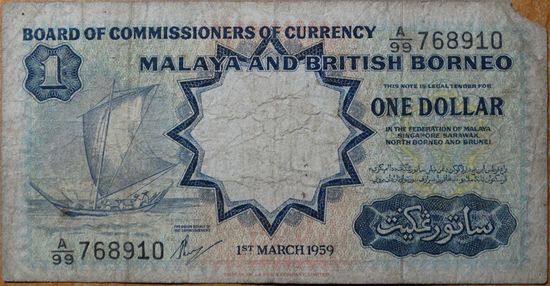 Малайя и Британское Борнео 1 доллар 1959 Р.8