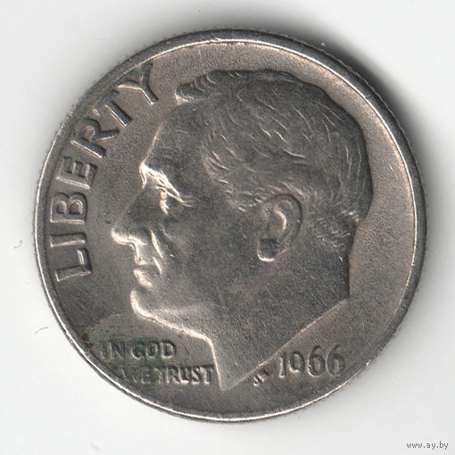 США 1 дайм (10 центов) 1966 год. P. Рузвельт (65)