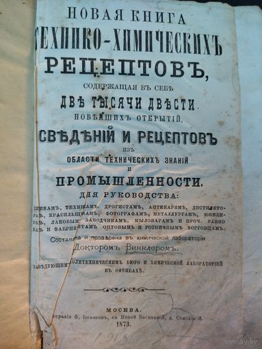 Книга 1873 года технико химических рецептов