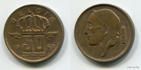 Бельгия. 50 сантимов (1969, BELGIE, XF)