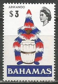 Багамы. Королева Елизавета II. Юнка. Национальный фольклор. 1971г. Mi#332.