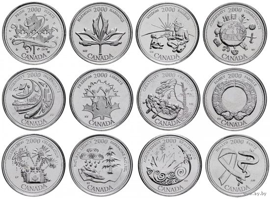 Канада Набор 12 монет 2000 Миллениум UNC