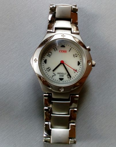 Часы наручные мужские "COSS"  (кварц) INDIGLO Water RESISTANT 50м