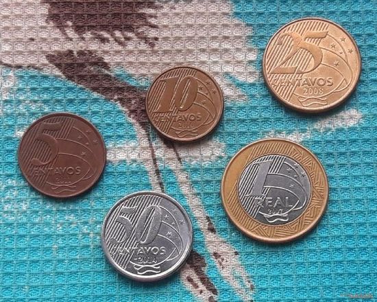 Бразилия набор монет 5, 10, 20, 50 сентово (центов); 1 реал. AU