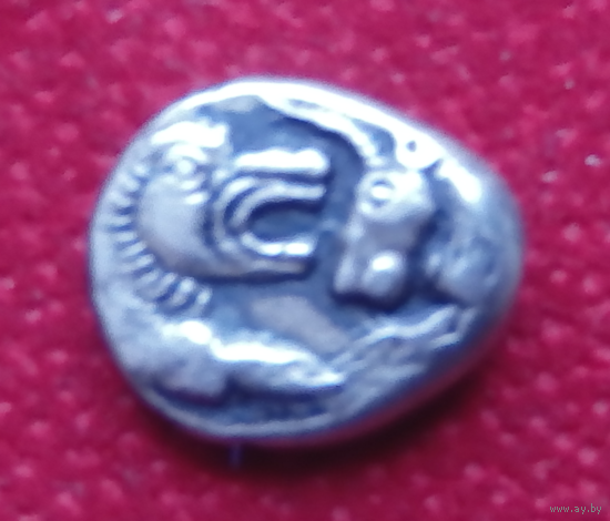 Древняя Греция Лидия Крез древнегреческий серебряный Ar triobol 560-546 г. до н.э.