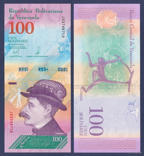 Венесуэла, 100 боливаров 2018 г., P-106 (22.03.2018), UNC