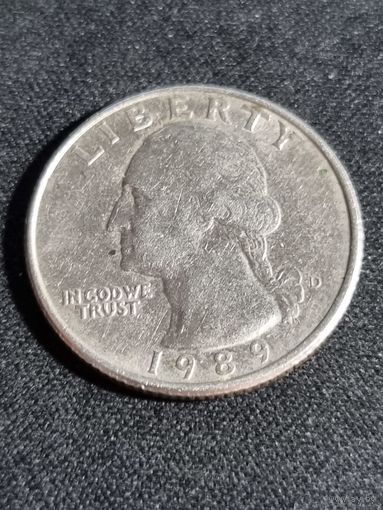 США 25 центов 1989  D