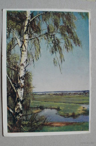 По Белорусской ССР. Река Свислочь в окрестностях Минска; 1957, подписана.