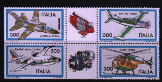 1982 Италия история авиации самолеты вертолет Mi-1790-93 4х-марки**