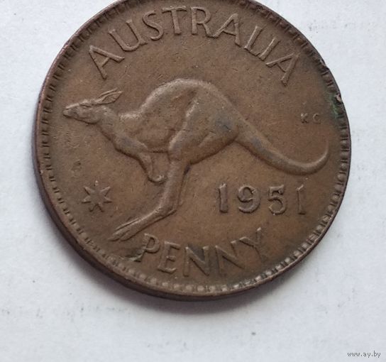 Австралия 1 пенни, 1951 Без точки 3-13-10