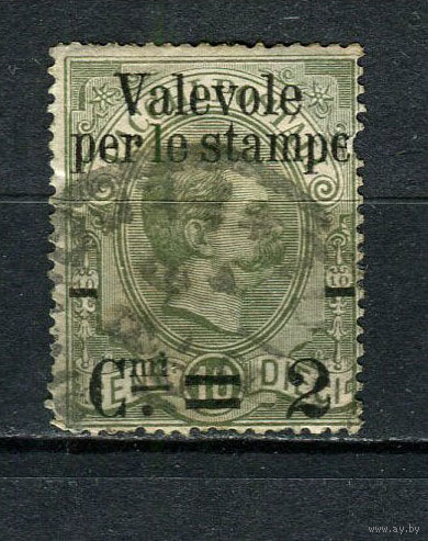 Королевство Италия - 1890 - Король Умберто I  - Надпечатка Valevole per le stampe 2C на 10C - [Mi.61] - 1 марка. Гашеная.  (Лот 36Gb)-T25P27