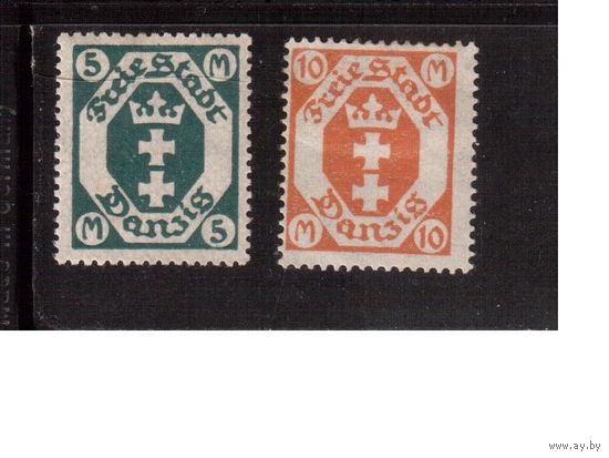 Германия(Данциг)-1922,(Мих.108,110)  *  , Стандарт, Герб