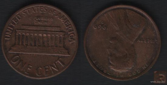 США km201 1 цент 1969 год (D) (f