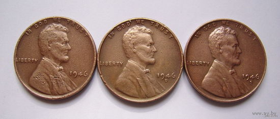 США  центы 1946г.  (б/б, "D" и "S")