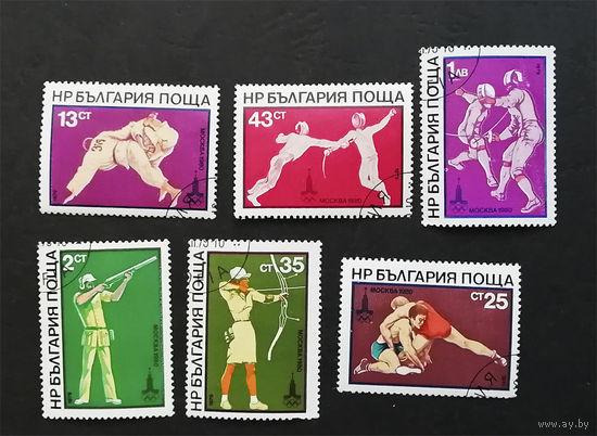 Болгария 1979 г. Олимпиада Москва 1980. Спорт, полная серия из 6 марок #0107-С1P16