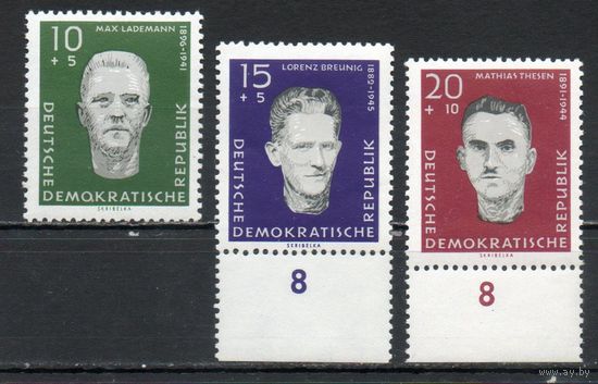 Национальные герои ГДР 1960 год серия из 3-х марок