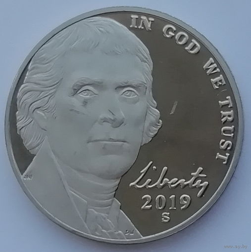 США 5 центов 2019 (S) года (Jefferson Nickel) пруф