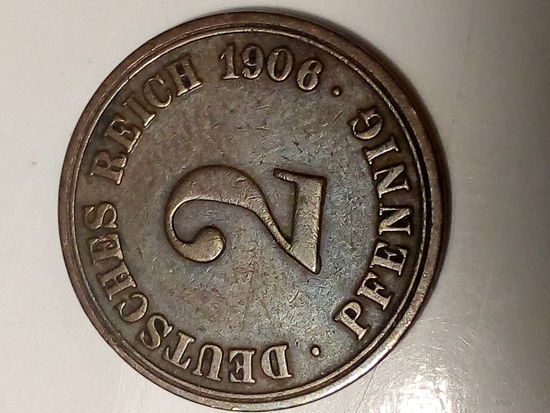 2 пфеннига Германия 1906A