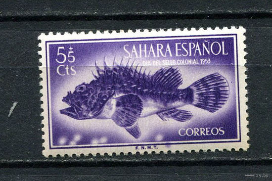 Испанская Сахара - 1953 - Рыбки 5С+5С - [Mi.139] - 1 марка. MH.  (Лот 75Ei)-T5P20