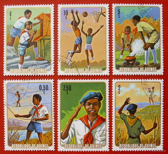Гвинея. Пионеры. ( 6 марок ) 1974 года.