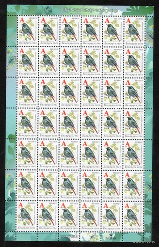 Девятый стандартный выпуск "Птицы сада" Беларусь 2006 год (657) 1 марка в листе (простая бумага)