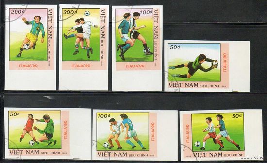 Спорт Футбол Вьетнам 1989 год  б/з серия из 7 марок