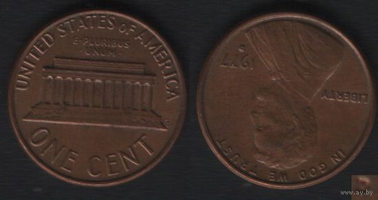 США km201 1 цент 1977 год (D) (f
