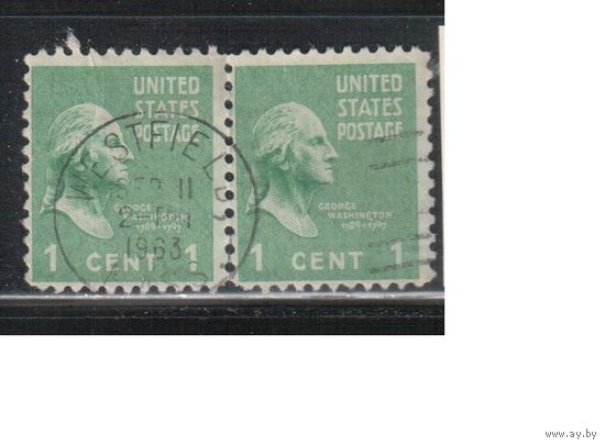США-1938, (Мих.411), гаш.   , Стандарт, Президенты, Вашингтон, пара