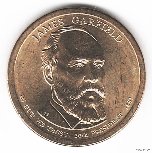 1 доллар США 2011 год 20-й Президент Джеймс Гарфилд двор P _состояние aUNC