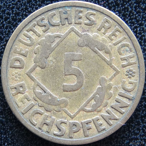 YS: Германия, 5 рейхспфеннигов 1924A, KM# 39 (1)