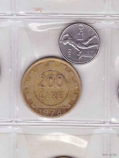 50 лир 1993 и 200 лир 1978 Италия. Возможен обмен