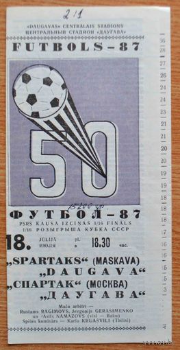 Даугава Рига - Спартак Москва      1987 год