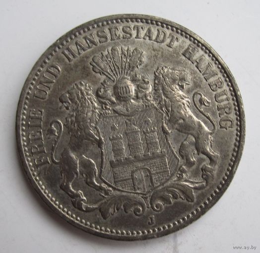 Гамбург 3 марки 1910 серебро  .28-298