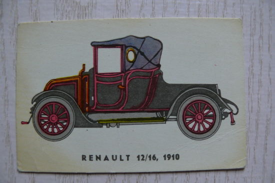 Календарик, 1984, Автомобиль Renault 12/16 1910г., из серии "Ретро-автомобили" (изд. Литва).