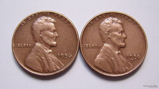 США  центы 1956г.  (б/б и "D")