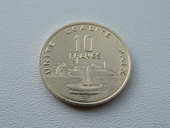 Джибути. 10 франков 2004 год  КМ#23  "Корабль"Порт"