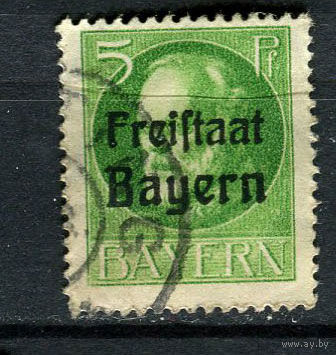 Бавария в составе Веймарской республики - 1919/1920 - Надпечатка Freistaat Bayern 5Pf - [Mi.153A] - 1 марка. Гашеная.  (Лот 146CB)
