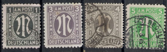 Германия 1945 Бизония Американо-Британская оккупация. Немецкая печать. 4 марки