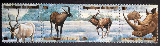 Бурунди 1975 г. Животные Африки. Фауна. Сцепка из 4 марок #0108-Ф1