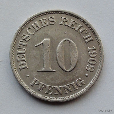 Германия - Германская империя 10 пфеннигов. 1908. A