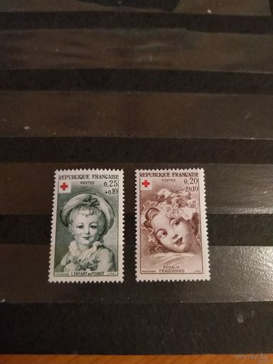 1962 Франция почтово-благотворительная в пользу Красного Креста искусство культура полная серия чистые MNH** (2-14)