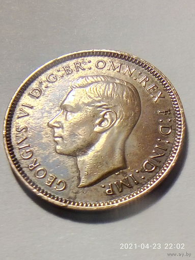 Фартинг 1937 г. Великобритания. Король Георг YI. Монета данного года, ЕДИНСТВЕННАЯ, на Ау.bу.