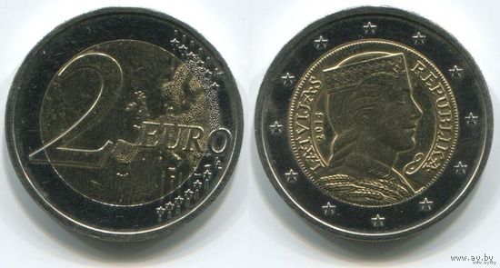 Латвия. 2 евро (2014, aUNC)